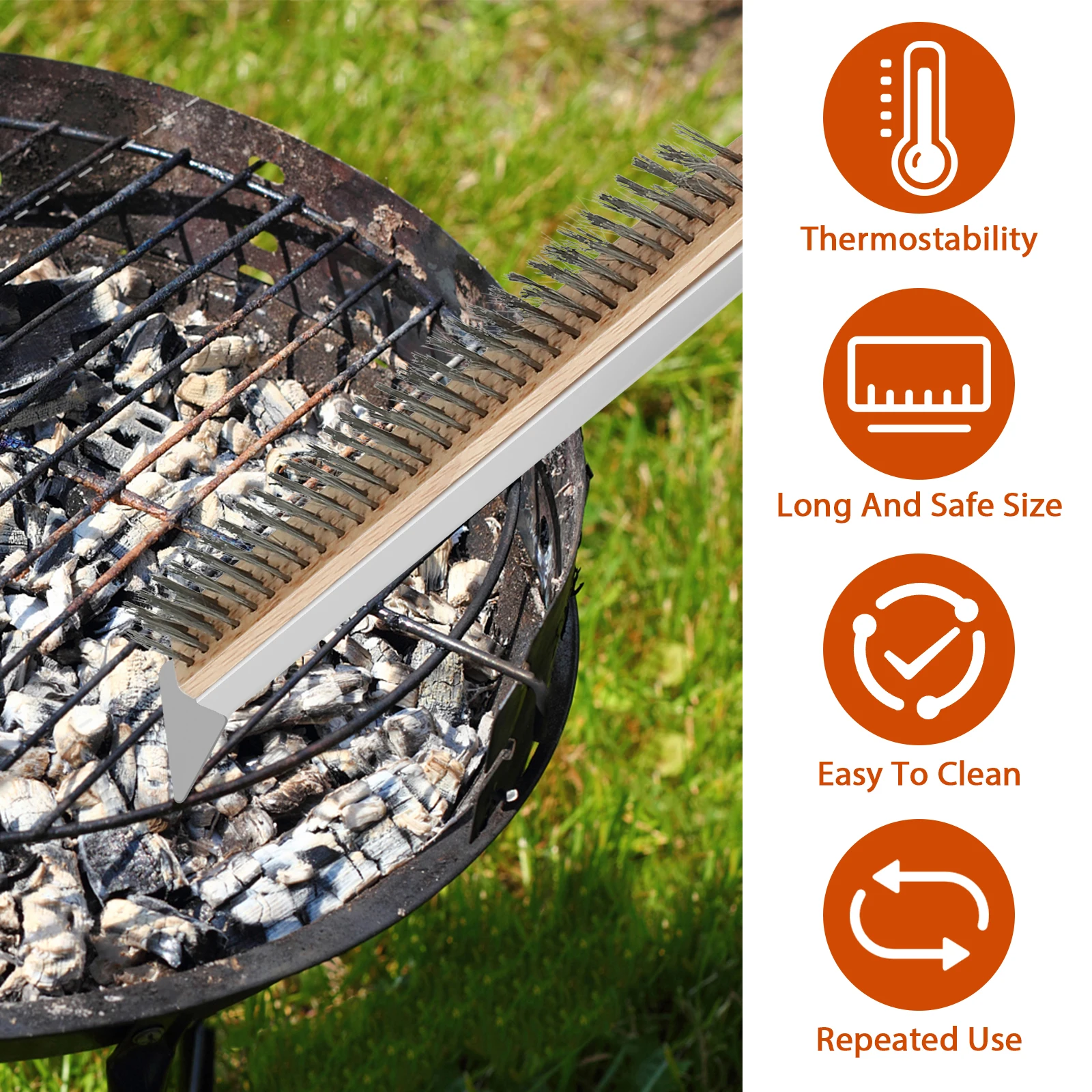 Oven Cleaning Brush 21 Inch Pizza Oven Brush Long Handle Stainless Steel Kitchen Pizza Stone and Scraper Oven Accessories