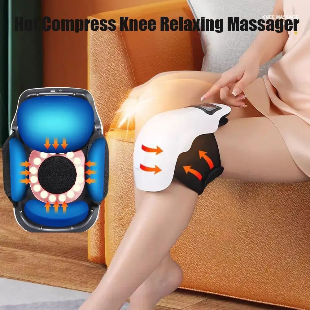 Electric Heating Knee Massager Vibration Physiotherapy for Knee Joints Pain Relief Infrared Thermal Therapy Foot Massage De C2M3 electric cordless therapy heated vibration knee massager heating pad for knee elbow shoulder leg relax joint pain relief gifts