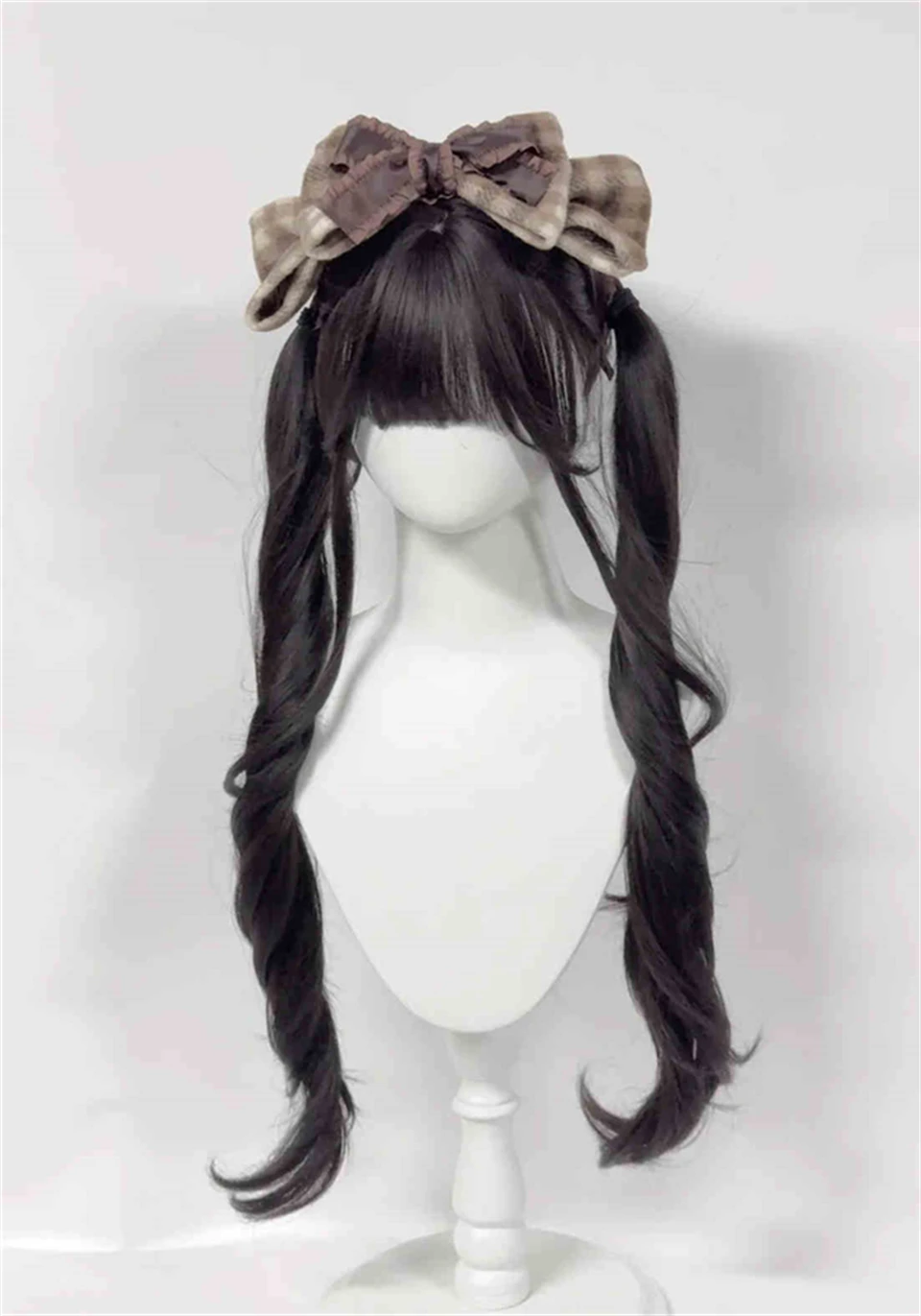 Brown Wavy Synthetic Hair Wig for Women with Bangs