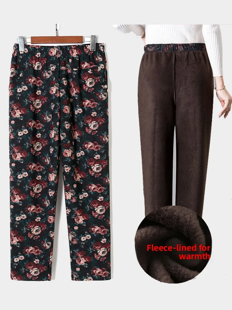 Warm Fce Lined Straight Leg Pants for Middle Aged And ly Women Loose Fit Faionable Long Trousers Mom Jeans