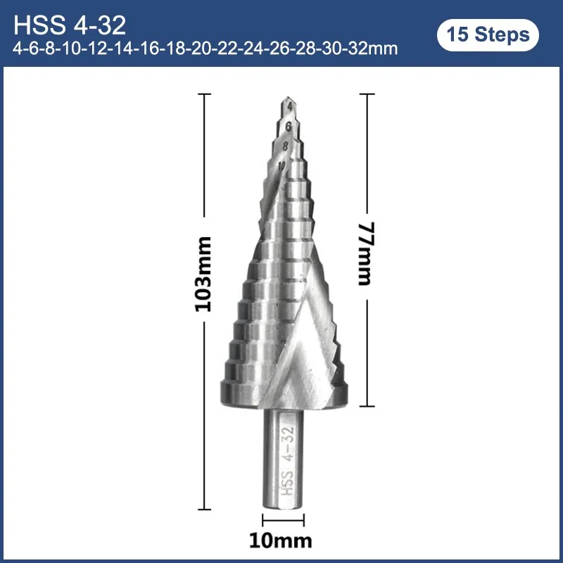 XLilStep-Foret à métal, 4-12/20/32mm 6-30mm, HSS asile alt, Foret conique  étagé, Outil de propositions de coupe-trou pour bois et métal - AliExpress