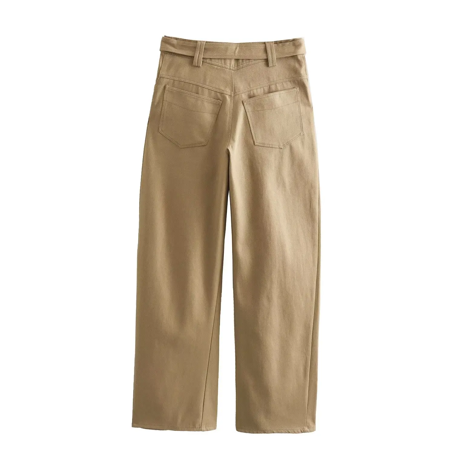 Maxdutti Japanese Minimalist Khaki Casual Pants Elegant Women's With Belt Fashionable And Workwear Pants Ladies