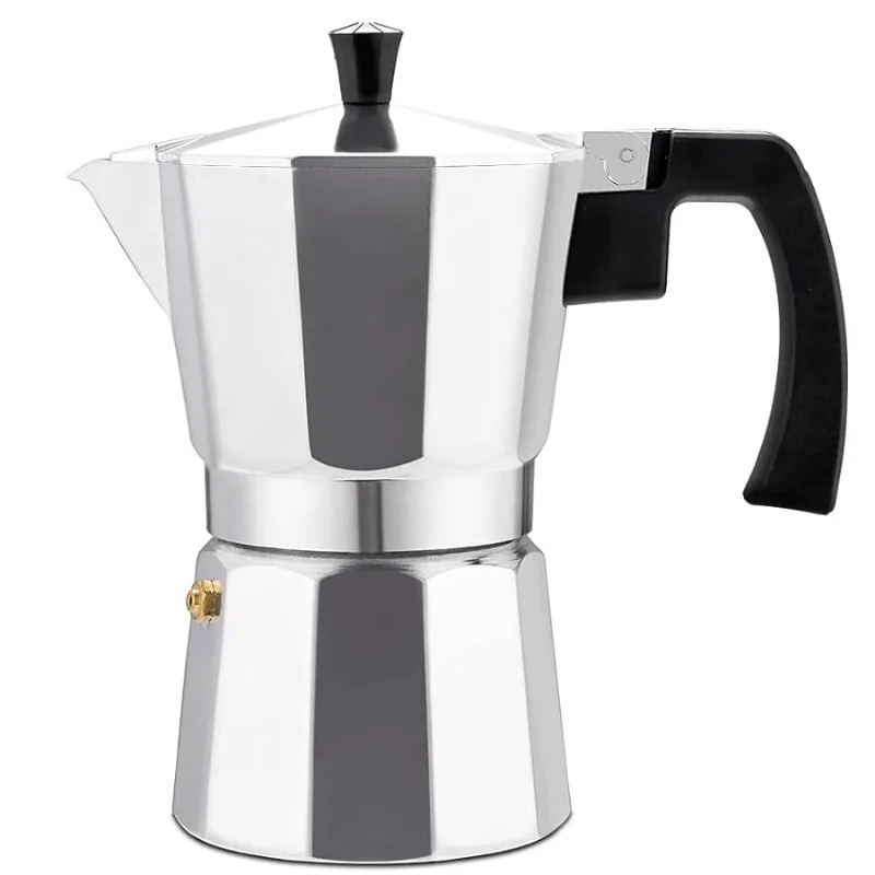 New Mocha Coffee Pot Stovetop Espresso Maker Aluminum Silver Coffee Percolator Home Hand-brewed Octagonal Moka Pot Kitchen Tool
