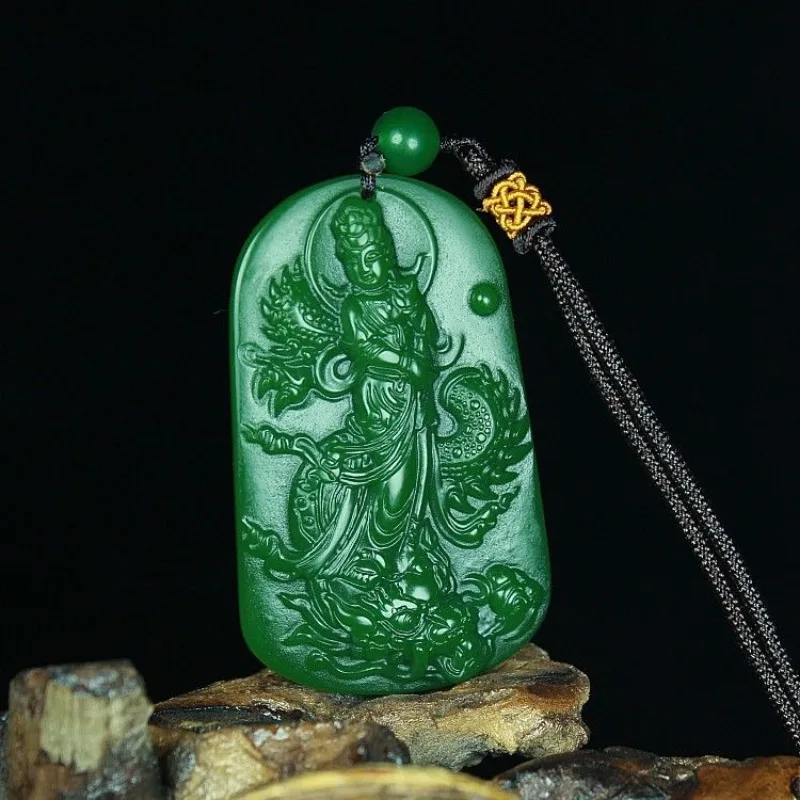 

Jasper Color Spinach Green Dragon Guanyin Men's Fashion Versatile Pendant