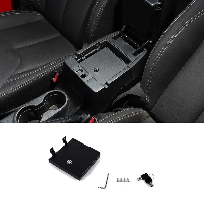 

Armrest Storage Box Safety Cover Replacement For Jeep Wrangler JK 2011-2017 Center Console Locking Storage Box Lock Vault Insert