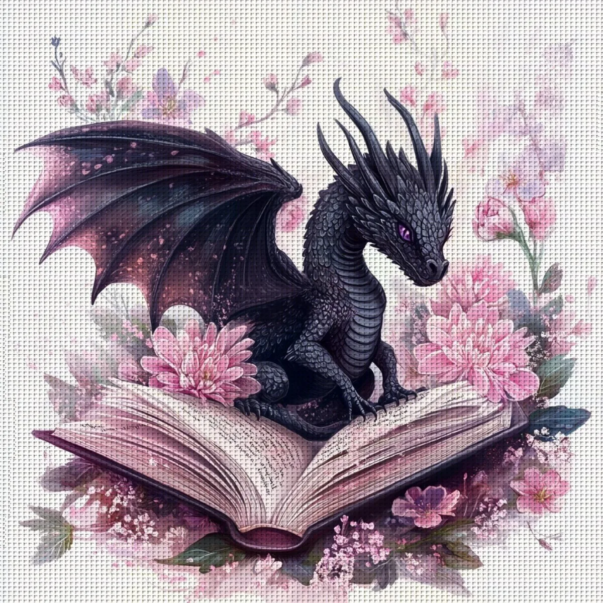 1 Stück 40x40cm/15,7x15,7 Zoll, Drache, 11CT/14CT bedrucktes Kreuzstich-DIY-Set, entspanntes Kreuzstich-Stickset für Erwachsene Anfänger