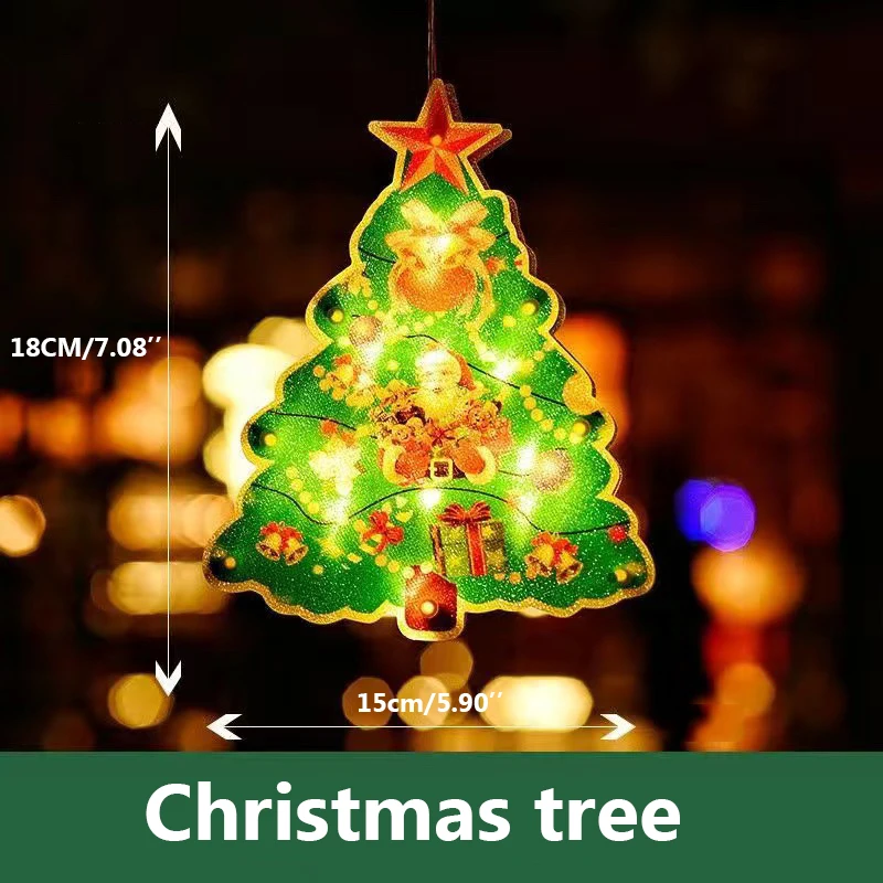 1pc Christmas Hanging LED Sucker Lamp Light Santa Claus Snowman Holiday Window Display New Year Decoration Xmas Party Supply_voghion.com