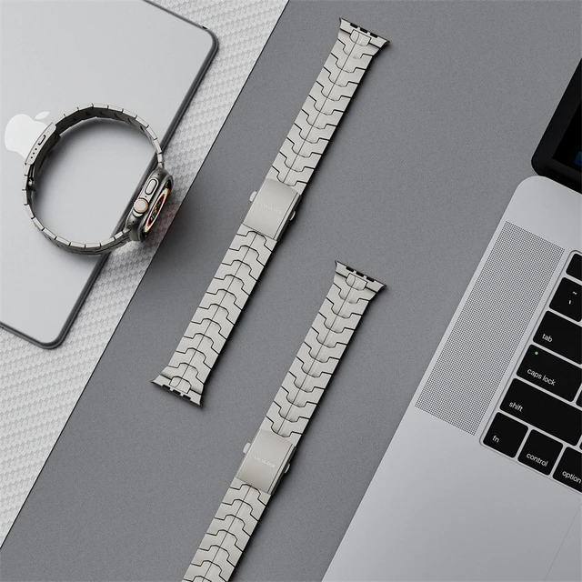  LULULOOK Band for Apple Watch Ultra, 49MM Titanium Metal Link  Bracelet [𝘿𝙞𝙖𝙢𝙤𝙣𝙙-𝙡𝙞𝙠𝙚 𝘾𝙖𝙧𝙗𝙤𝙣 𝘾𝙤𝙖𝙩𝙞𝙣𝙜] for iWatch -  Titanium Color : Cell Phones & Accessories