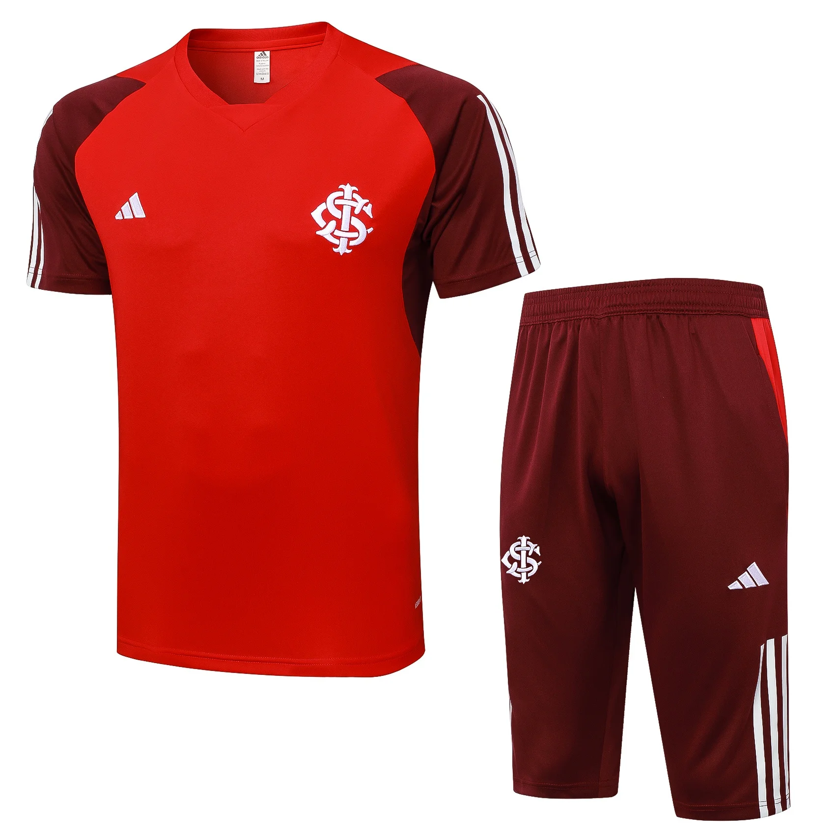 Adidas Soccer Jerseys Men Short-sleeved Premium Moisture-Wicking Breathable Performance Comfortable Training Suit Red