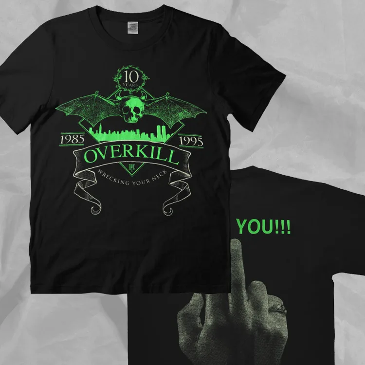

Редкая черная двусторонняя футболка Overkill крушение шеи на годовщину 10 лет