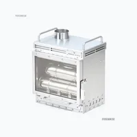 เตาผิงสแตนเลสพร้อมปล่องไฟรอง Burning เตาไม้กระจกหน้าต่าง Camping เต็นท์เตาฟืนเครื่องทําความร้อน Brazier 5