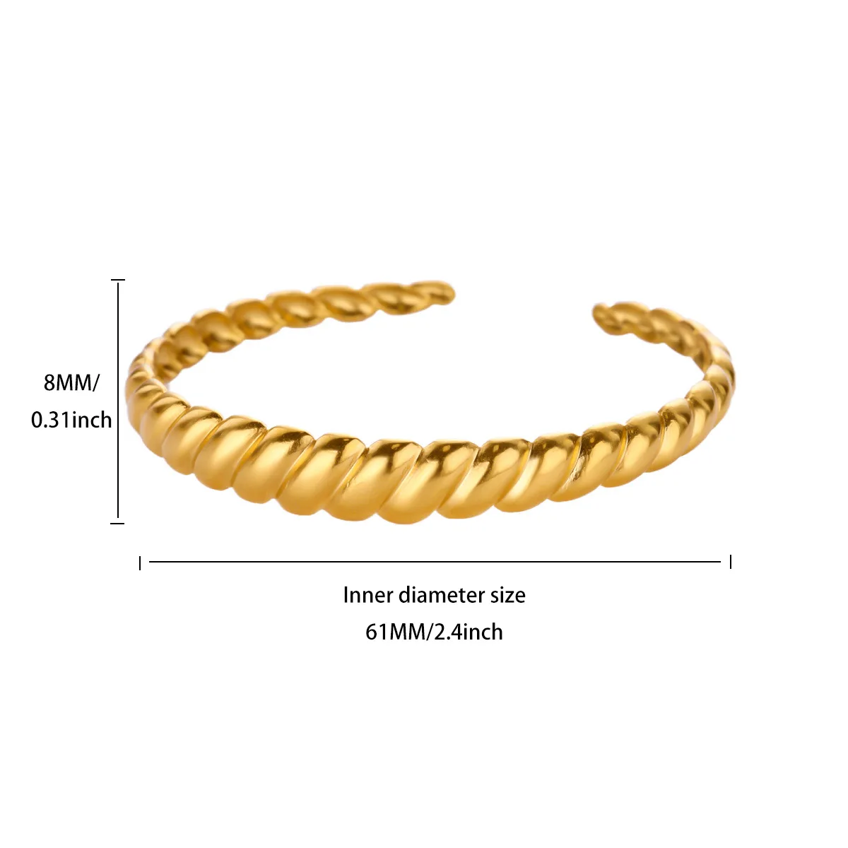 Stainless Steel Striped Bangle For Women