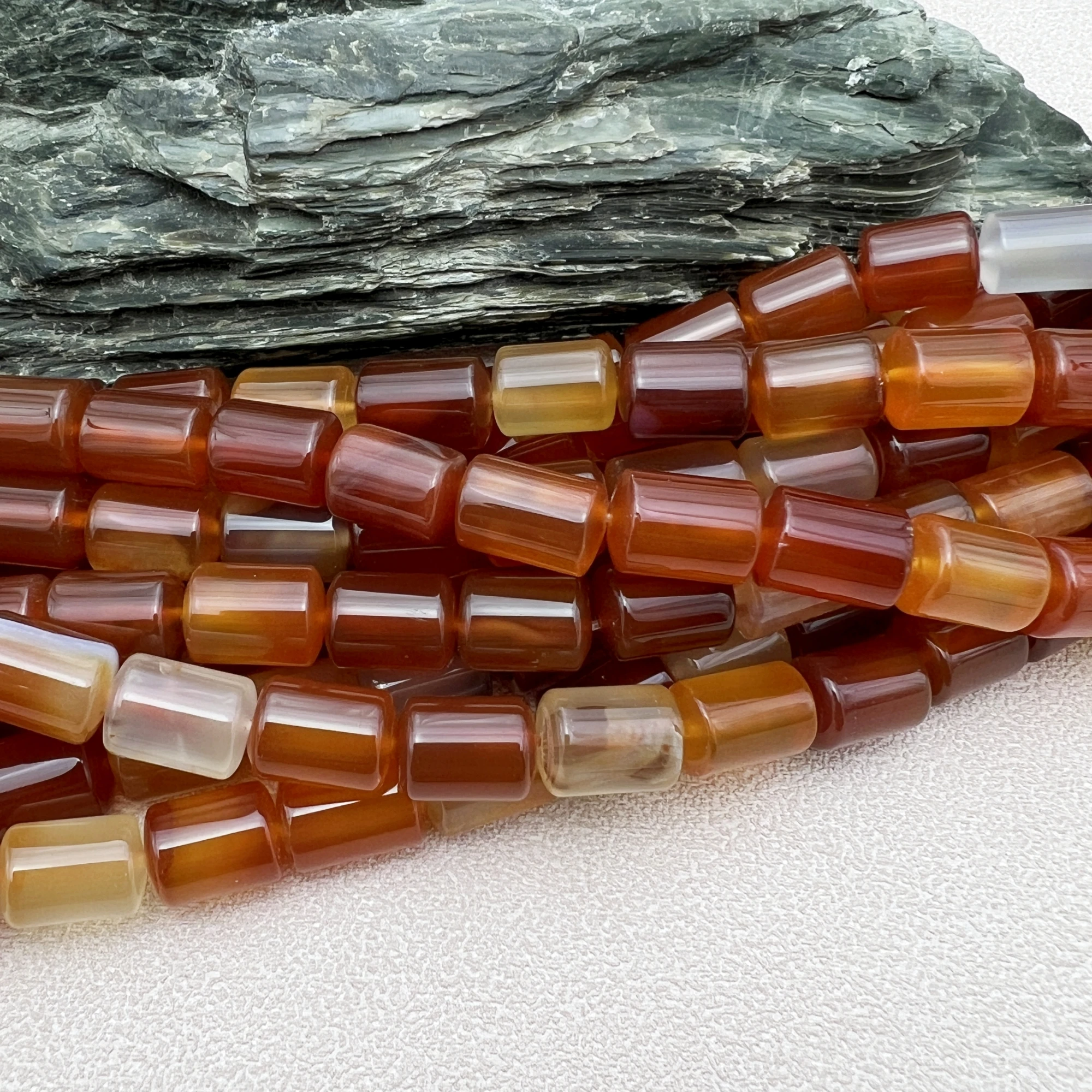 

2Strands 9x13MM Natural Stone Red Agates Tube Space Beads For DIY Jewelry Making MY240530