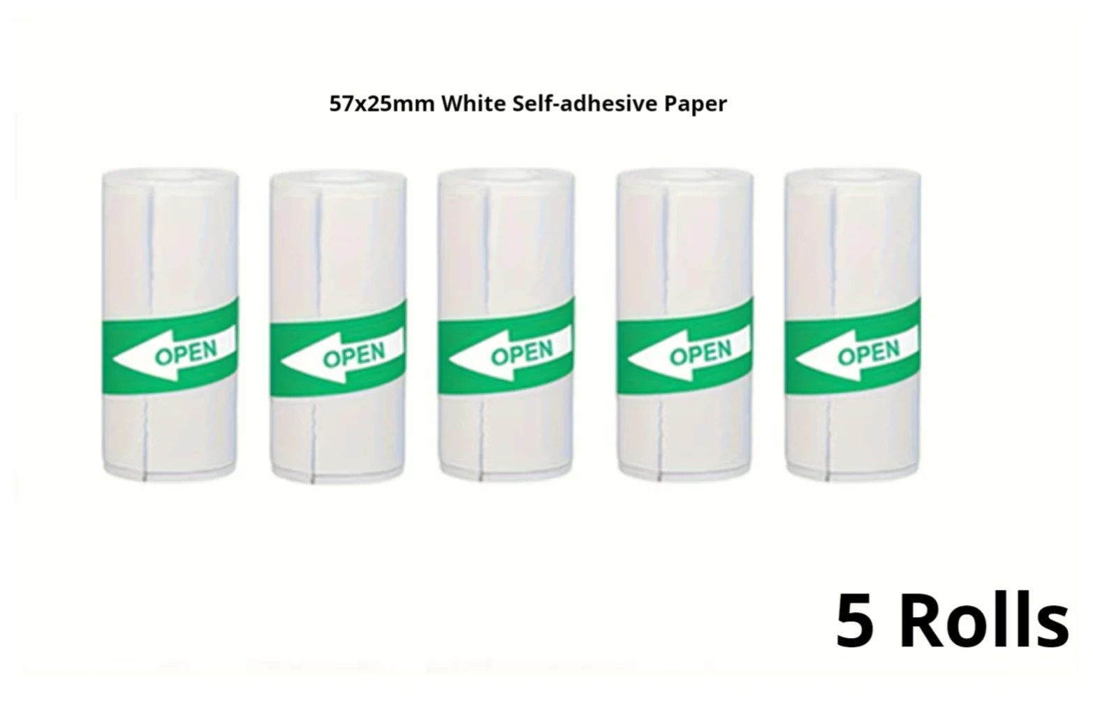 5롤 57x25mm BPA 프리 흰색 감열 스티커 용지, 즉석 카메라, 사진, 저널 및 창의적인 프로젝트에 적합