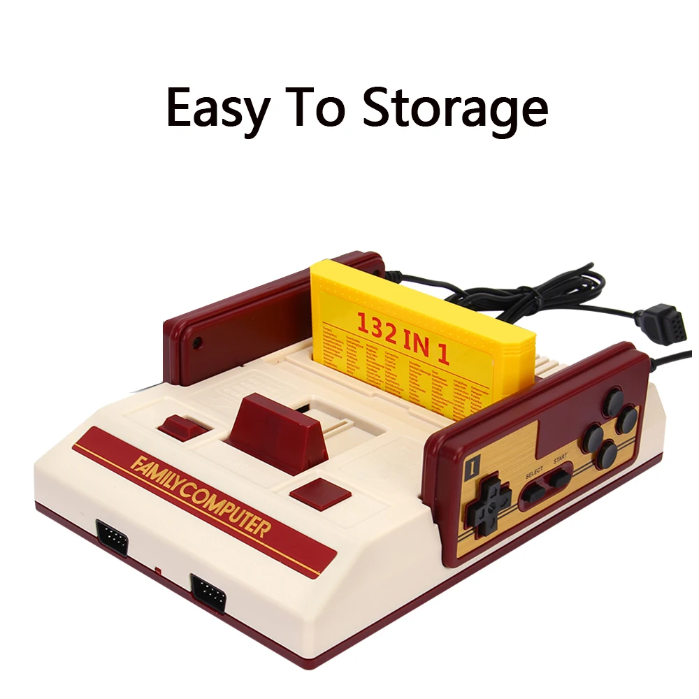 Mini AV TV 8 Bit Retro Video Game Console Built 500 Game + 132 IN 1 Game Card with Dual Gamepad For FC/NES Handheld Game Player