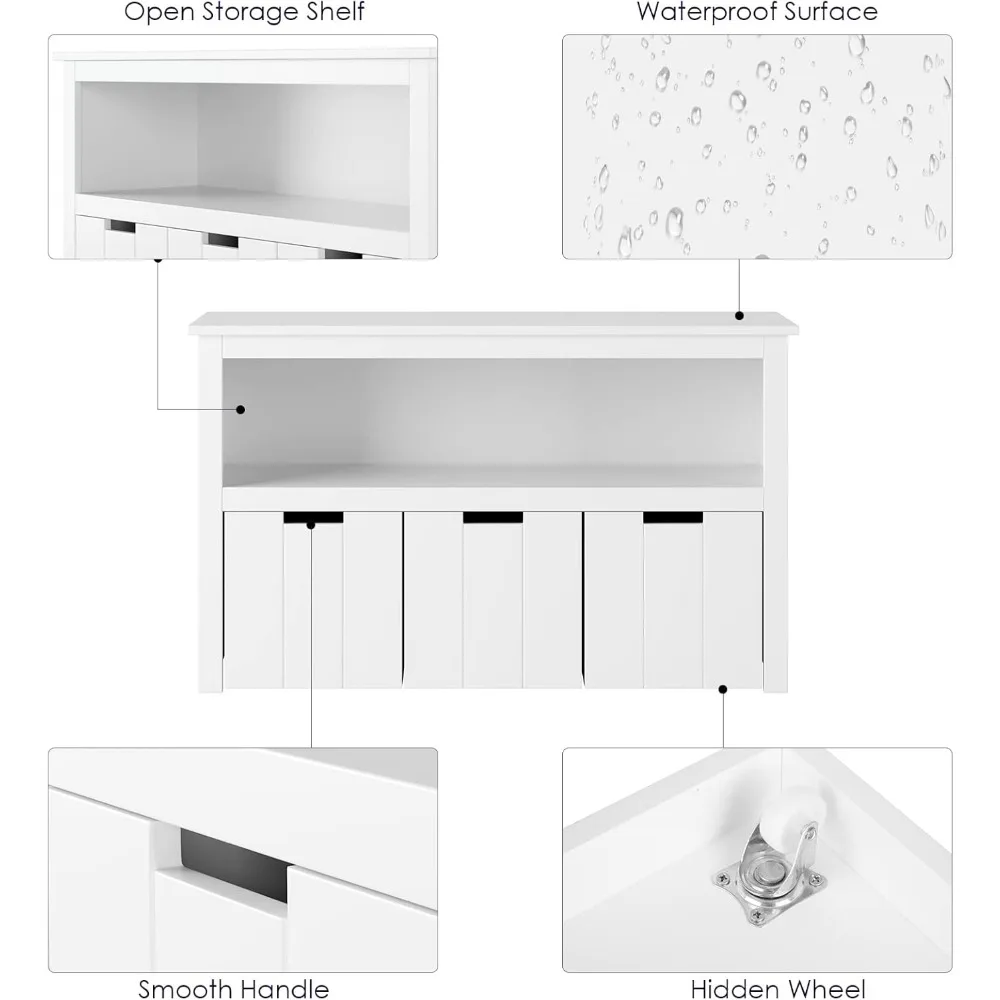 Toy Storage Cabinet with Movable Drawers, Floor Storage Organizer with Hidden Wheel & Large Open Bookhelf, Organizer Chest 6