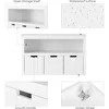 Toy Storage Cabinet with Movable Drawers, Floor Storage Organizer with Hidden Wheel & Large Open Bookhelf, Organizer Chest 6