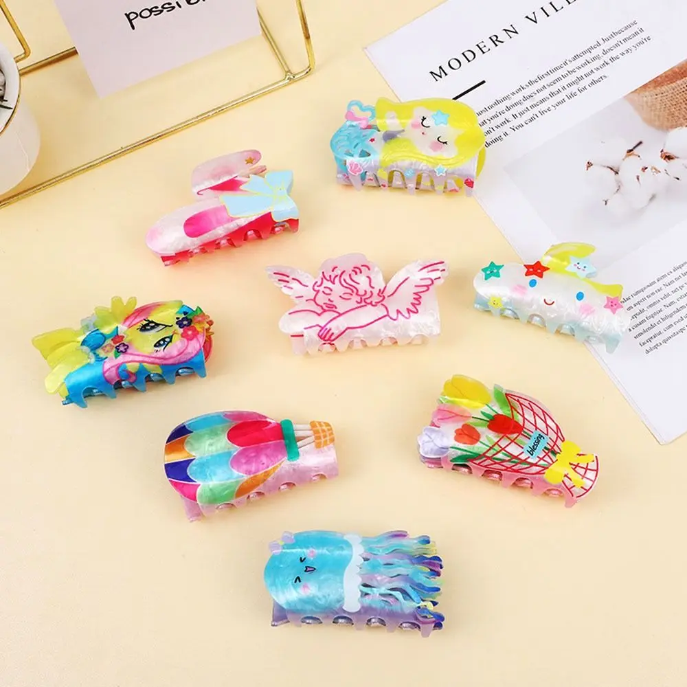 

Balloon Angel Hair Claw Fashion Acrylic Bow Jellyfish Shark Clip Headwear Geometry Flower Hair Clip Girls