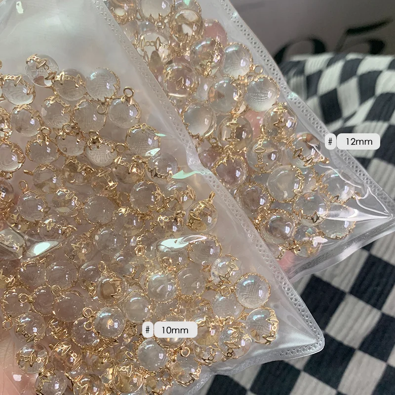 스웨터 가디건 치파오 재봉 액세서리용 금속 바닥 크리스탈 유리 단추, 스크랩북 DIY 장식, 10mm, 12mm