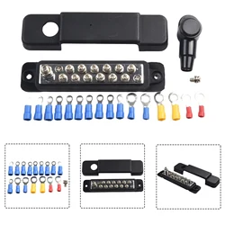 High - Capacity 12 - Point Battery Power Distribution Bus Bar for Vehicles and Marine Applications (Black)