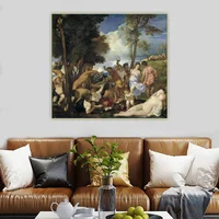 Tiziano Vecellio "Bacchanal Of The Andrians" ผ้าใบศิลปะภาพวาดสีน้ํามันงานศิลปะภาพโปสเตอร์ Wall Decor ตกแต่งบ้าน 1