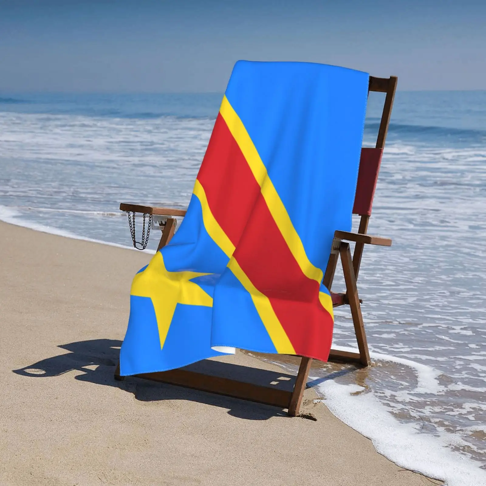 Democratic Republic of Congo Flag Print Bath Towel for Bathroom Quick-Dry Absorbent Beach Towel 80x130cm serviette de bain