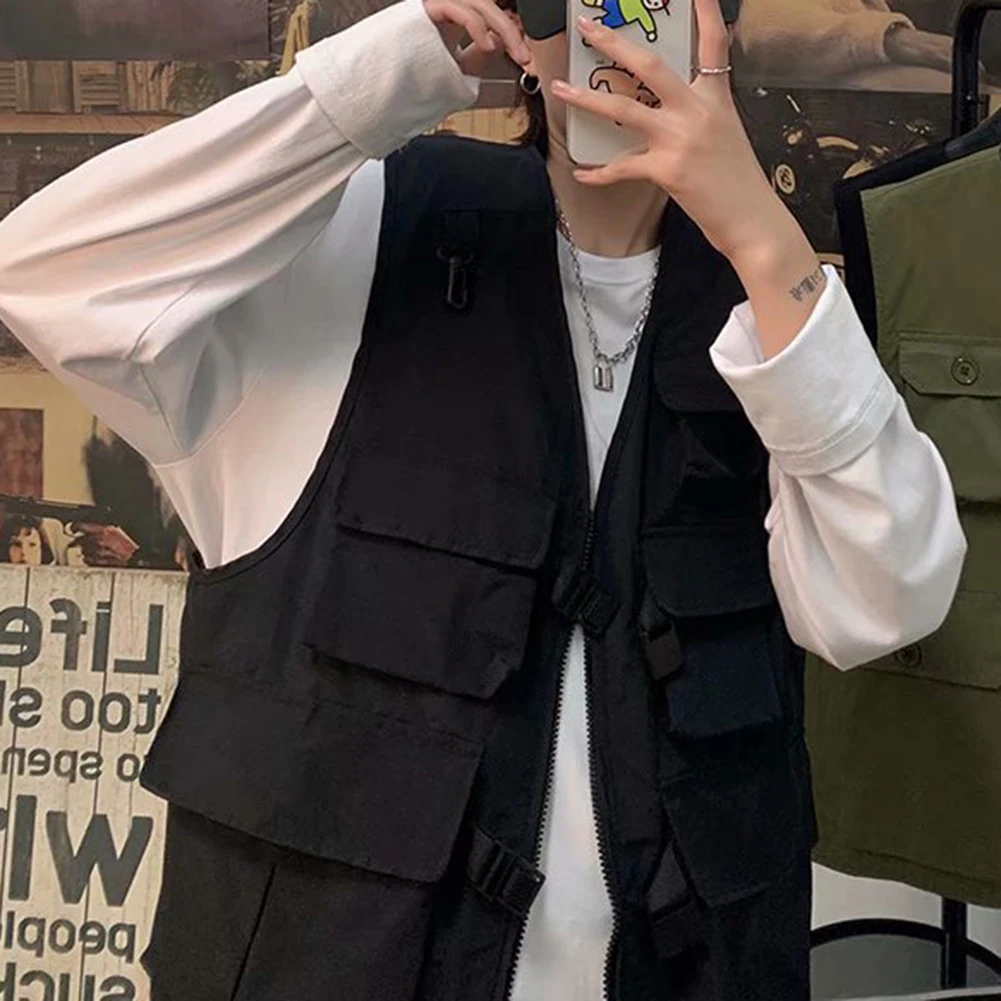 Cargo Waistcoat Vest Vacation Autumn Casual Coat Daily Fashion Holiday Jackets Outerwear Sleeveless Solid Color
