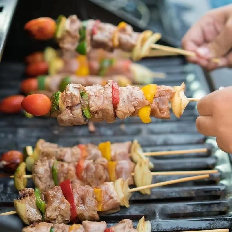 490/90pcs Disposable Food Sticks Natural Bamboo BBQ Skewers Stick Wood Long Thick Rattan Sticks for Grilling et Food Fruit