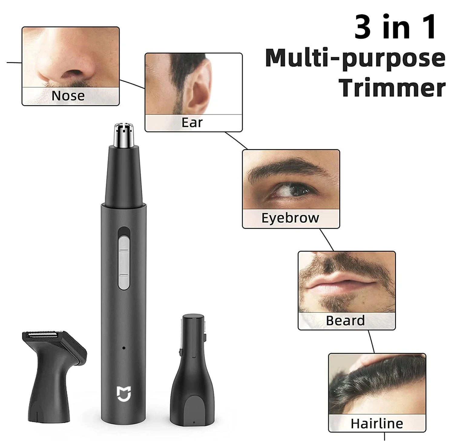 NEW! Xiaomi Mijia Electric Hair Trimmer for Nose Men Painless Rechargeable Sideburns Eyebrows Beard 3 in 1 Hair Clipper Shaver 3