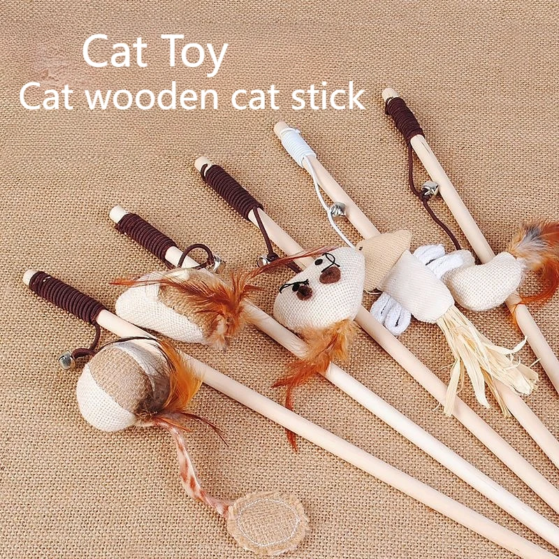 

Cat Wand Toys Interactive Wood Catnip Fish Colorful Ribbons & Bell Kitty Kitten Indoor Cats Toy Tassels Fishes Chew Fishing Rod