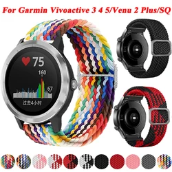 20 22mm Elastic Nylon Band For Garmin Vivoactive 3 4 5 Venu Sq 2 Plus Sports Watch Strap Loop For Forerunner 255 965 645 Music