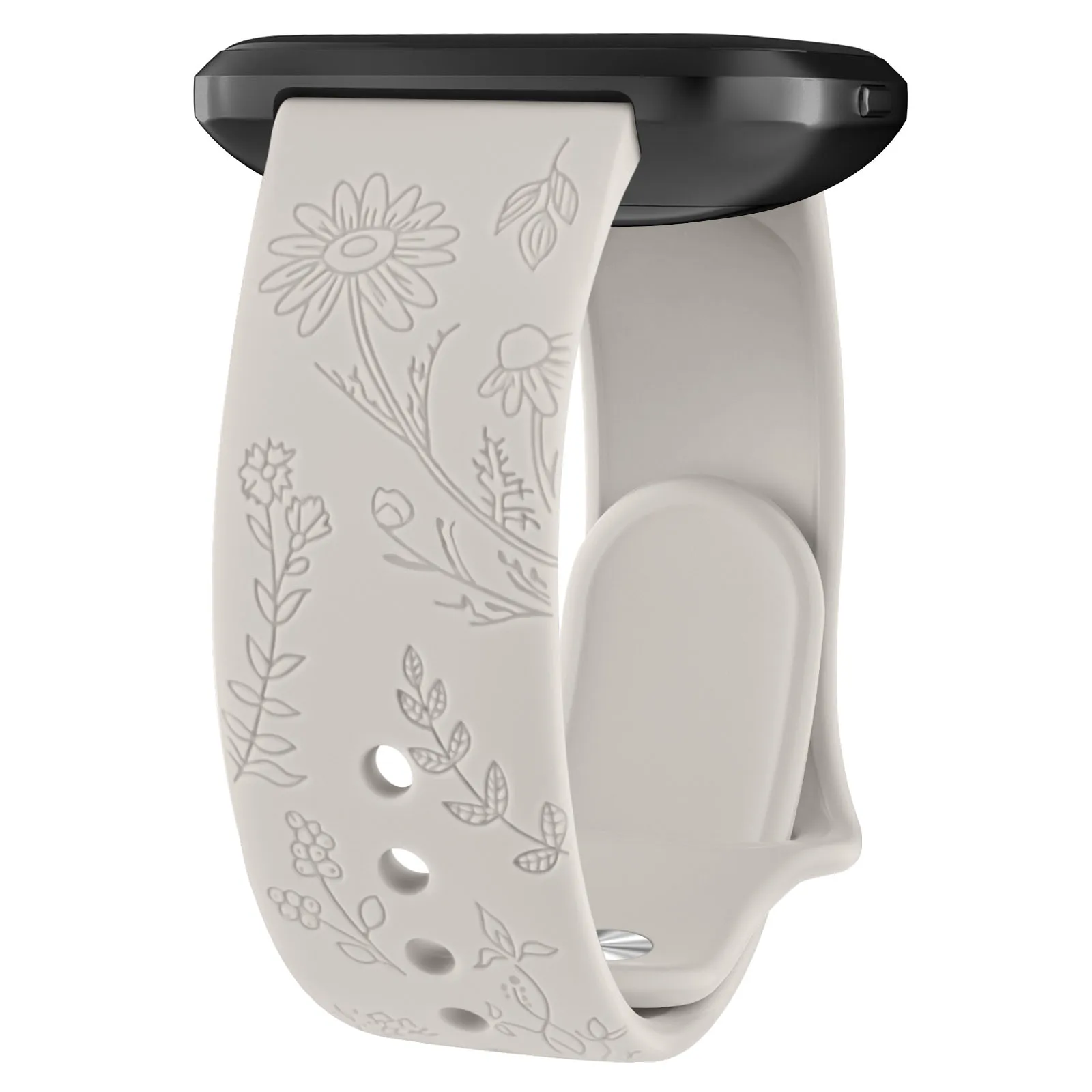 Soft Silicone Flower Engraved Watch Strap Bracelet
