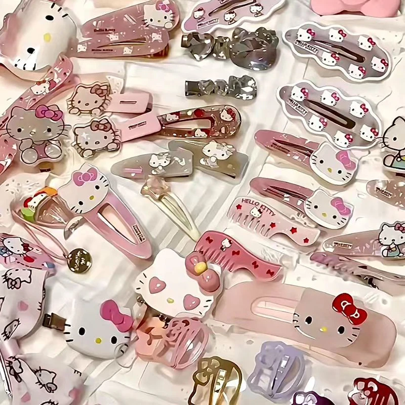 

19PCS Kawaii Sanrio Hairpin Hello Kitty Anime Cute Cartoon Student Children Hair Clip Hair Accessories Decorate Toys Girls Gifts
