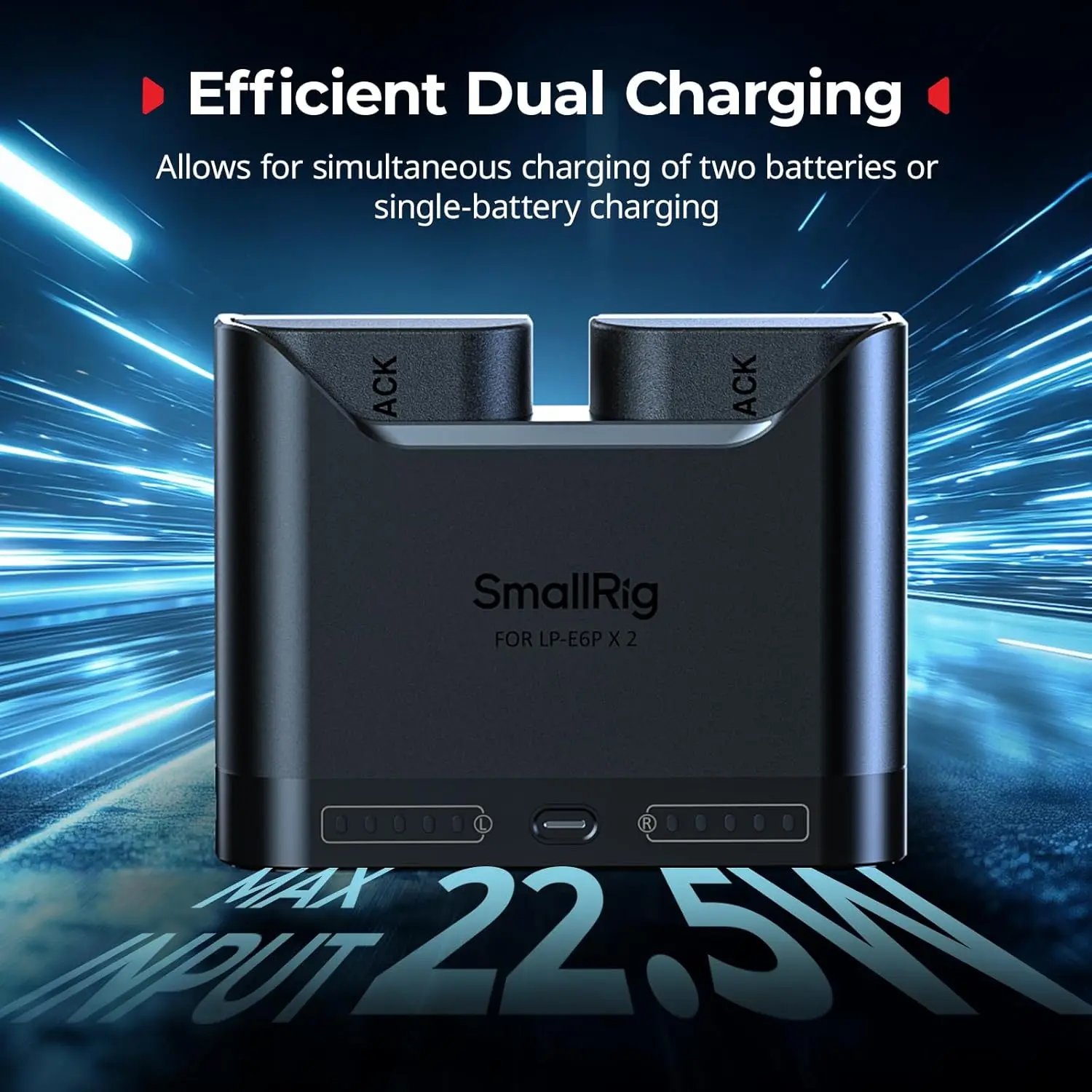 SmallRig LP-E6P LP-E6NH LP-E6N LP-E6 2시간 듀얼 슬롯 카메라 배터리 충전기 (캐논 EOS R6 Mark III R5 Mark II R7 5D Mark II 용)
