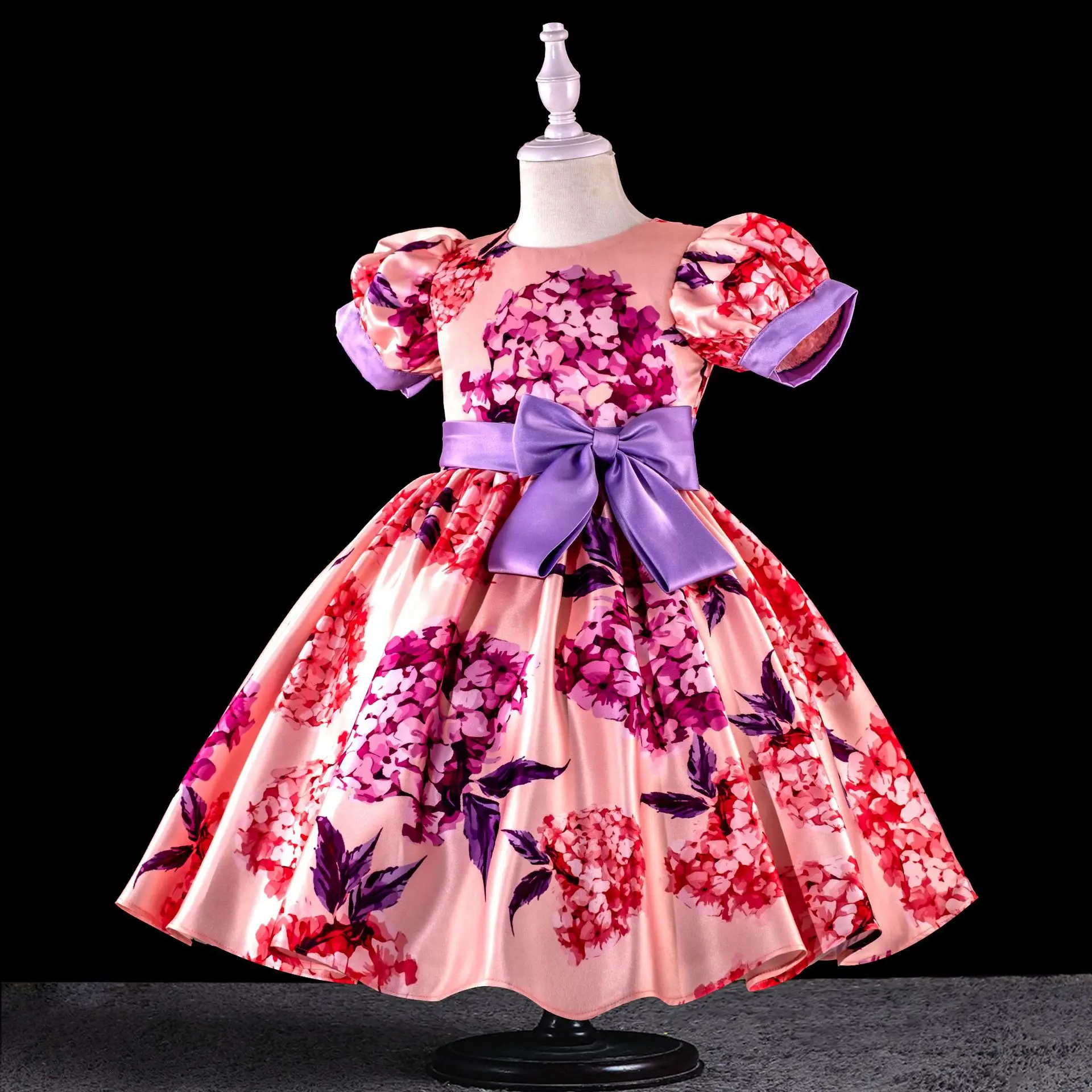 

HETISO/детское хлопковое вечерние платье с цветочным рисунком и розами для девочек детское платье принцессы на Рождество, день рождения, свадьбу, вечерние платье для маленьких девочек, От 4 до 12 лет