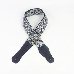 Embroidered Ethnic Style Adjustable Guitar Strap (Grey)
