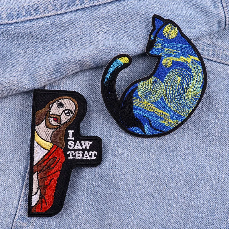 Hot New Animal Cat Embroidered Patches Iron On Patches For Clothing Thermoadhesive Patches Cartoon/Frog Dinosaur Duck Patch DIY