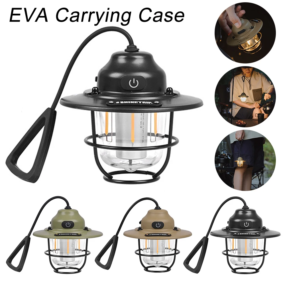 LED Camping Lamp Retro Hanging Tent Lamp Waterproof Dimmable Camping Lights  Emergency Light Lantern for Outdoor - AliExpress