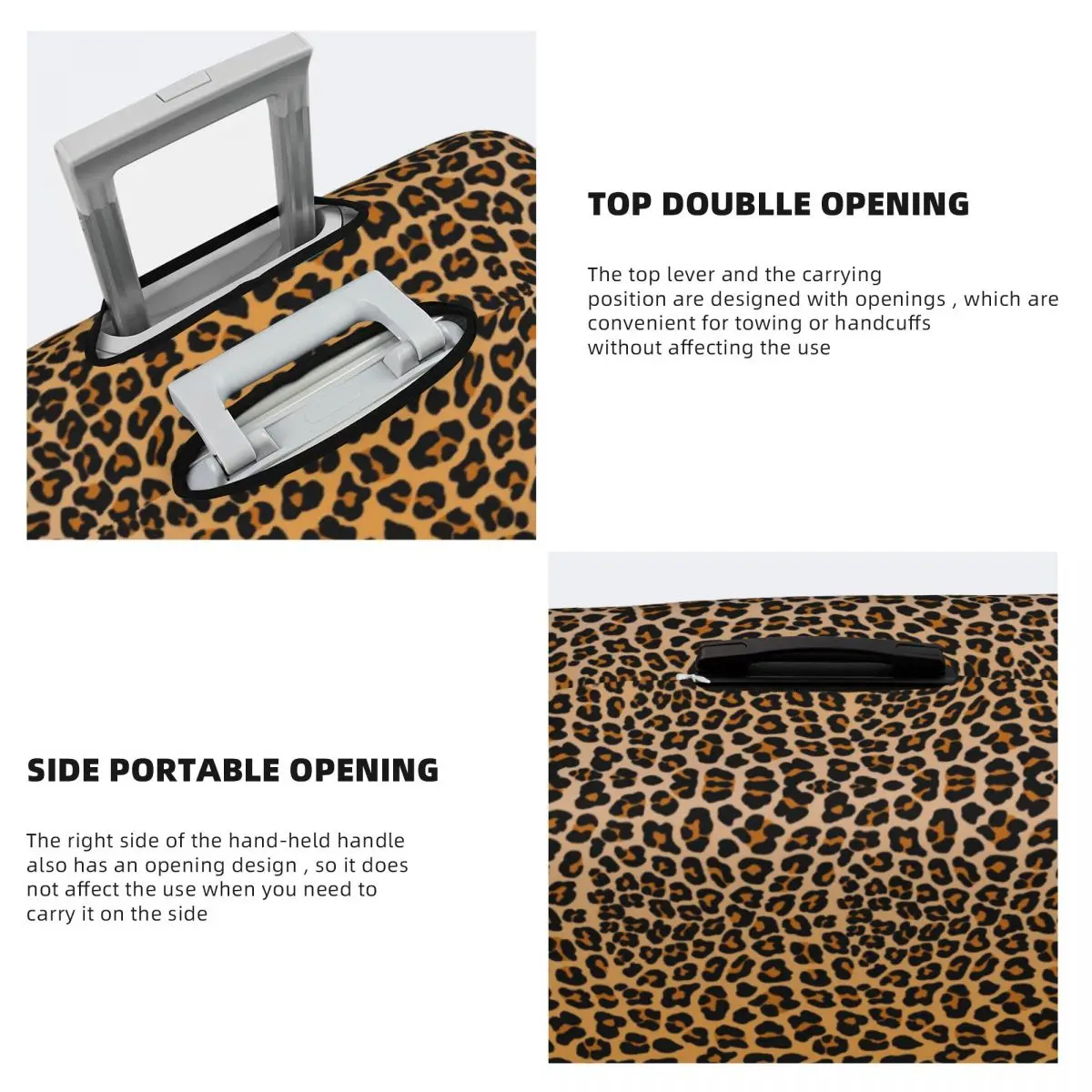 Leopard Print Travel Luggage Cover Dust Proof Animal Skin Suitcase Cover Protector Fit 18-32 Inch