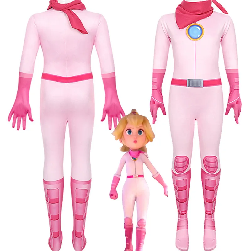 2023 Princess Peach Cosplay Jumpsuits Kids Combat The Super Bros. Movie  Tights Children's Bodysuits Halloween Stage Costume - Cosplay Costumes -  AliExpress