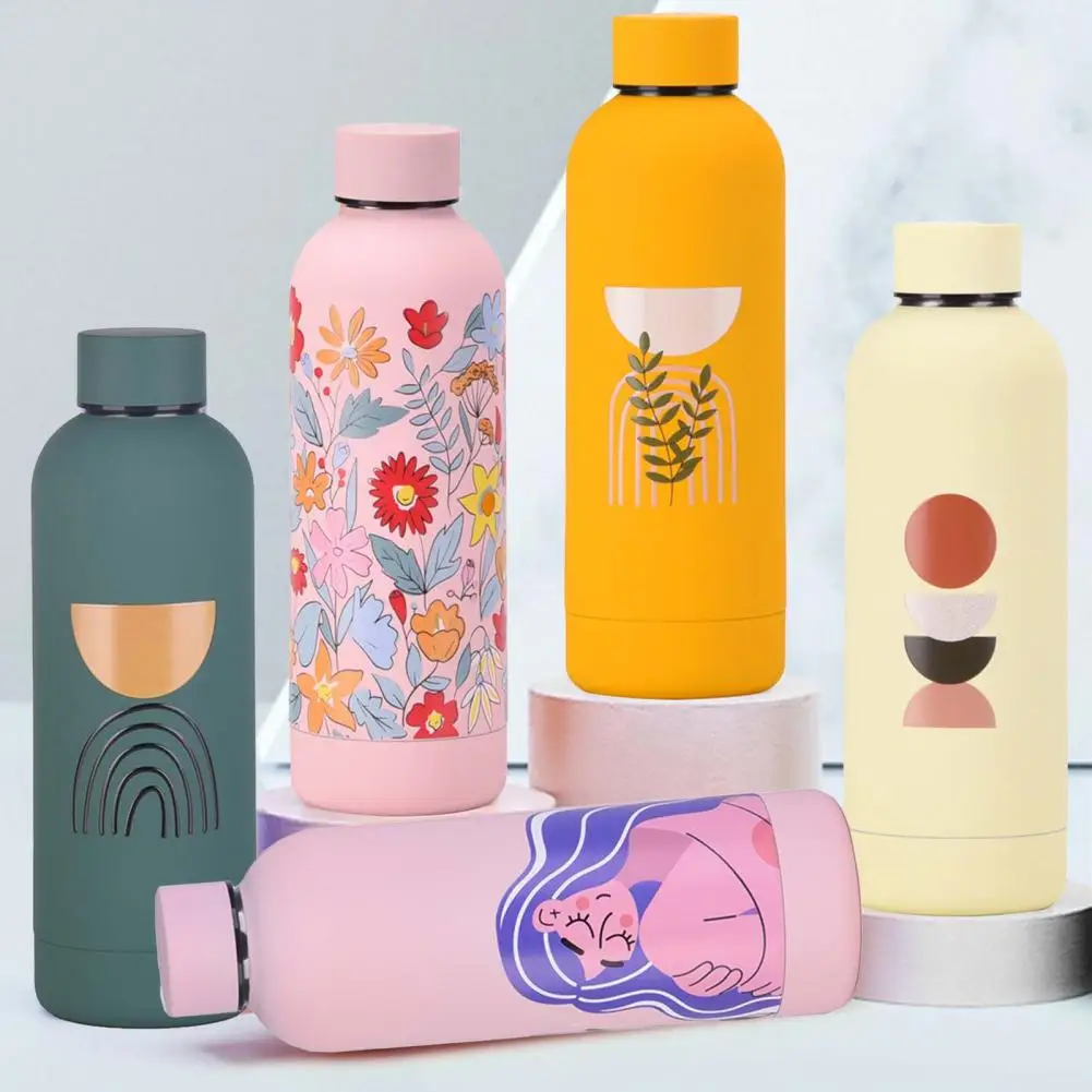 500ml Insulated Bottle Chic Stainless Steel Small Caliber Thermal Cup Large Capacity Heat-resistant Leak-proof Drinking Kettle
