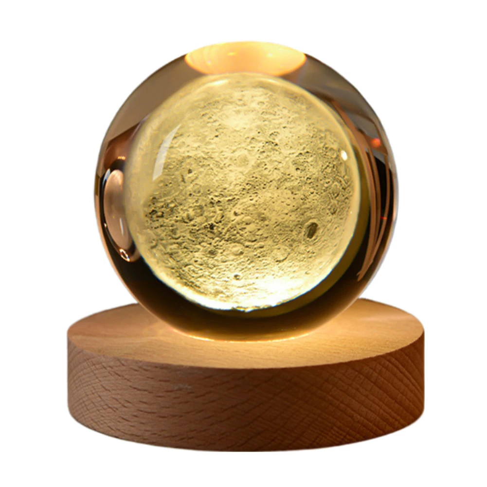 6cm 3D Crystal ball Crystal Planet Night Light Laser Engraved Solar System Globe Astronomy Birthday Gift Home Desktop Decoration