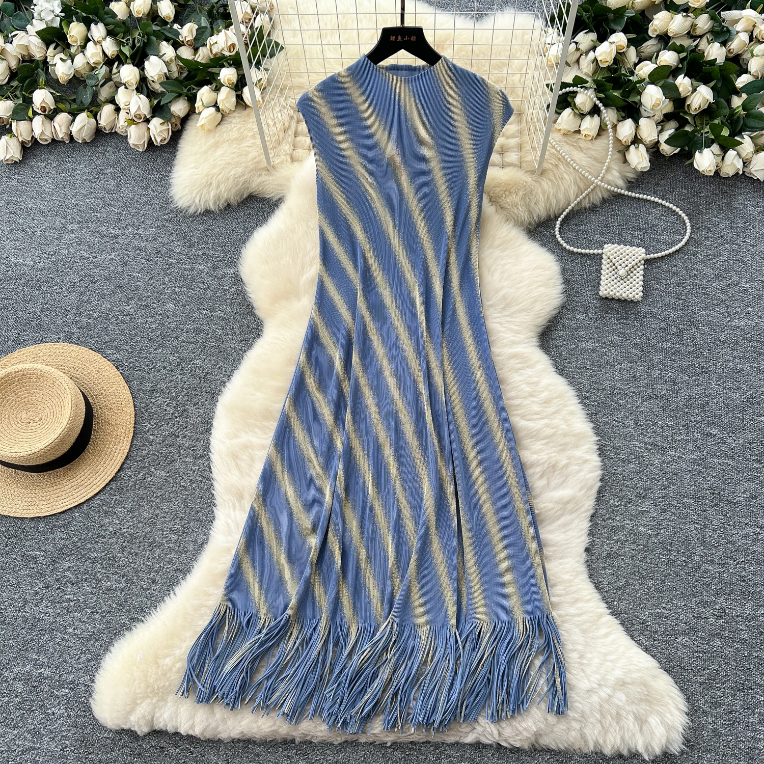 Sexy sleeveless tassel loose Dress Chic Vintage Evening Party Club Women  Chic Summer ceremony dresses - AliExpress 200000345