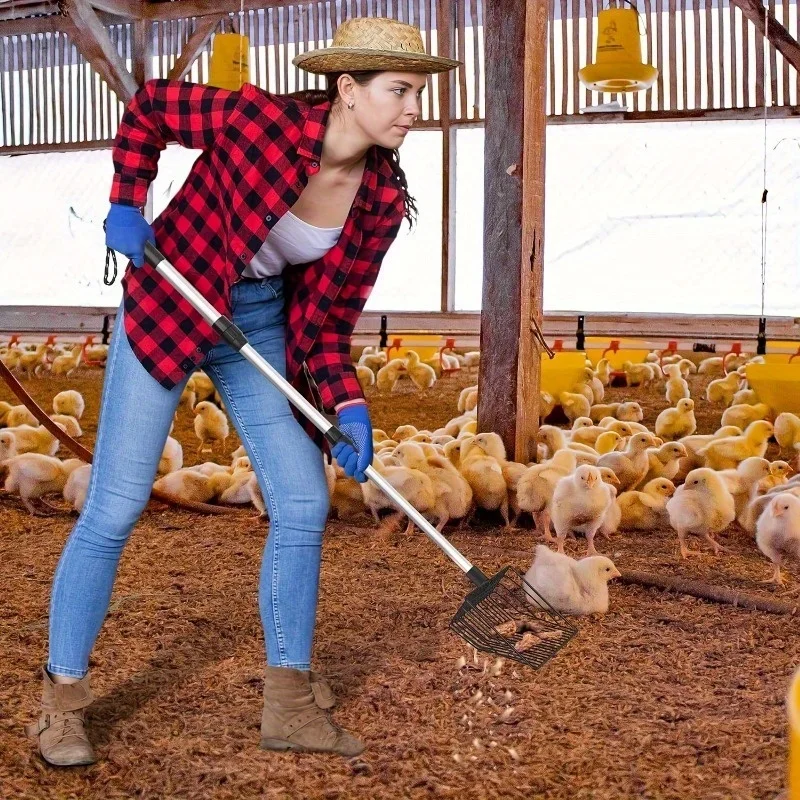Retractable Chicken Coop Rake And Cat Litter Scoop Garden Tool_voghion.com