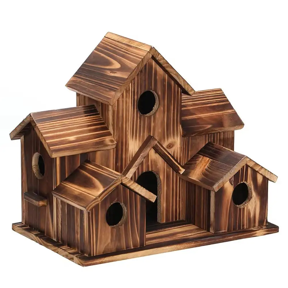 Outside Wooden Bird Nest Natural Decor Bird Hut Hummingbird House for Home Craft Garden Birdhouse Decor