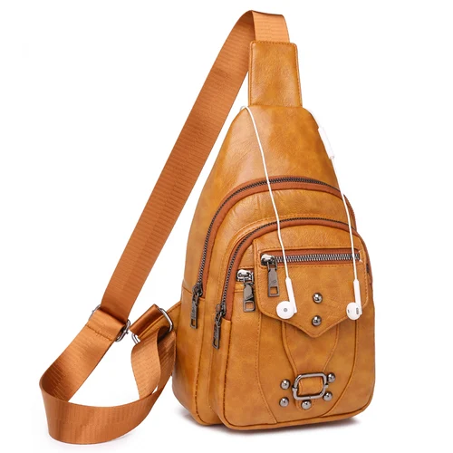 여자의 빈티지 가슴 팩 레트로 PU 가죽 어깨 Crossbody 가슴 가방 여성 메신저 주머니 여성 핸드백 디자이너 2022 3
