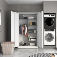 Steel Wardrobe, 72" Combination Storage Cabinet Clothes Rod and 4 Shelves Organizer Storage, 2 Lockable Doors,  Office  Garage 1
