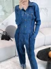 Miyake Pleated Denim Suit Women's Spring Summer 2025 New Long-sleeved Short Coat High-waisted Casual Pants Fashion Two-piece Set 3