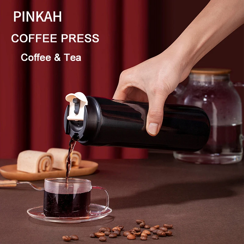 PINKAH Outdoor 316 Stainless Steel Coffee Press Pot Portable Insulation Coffee Pot Pressure Rod Extraction Thermos Cup coffee maker,coffee pot,french press coffee press,coffee press