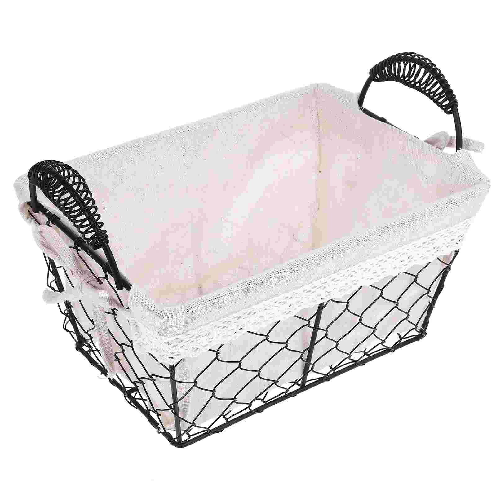 

Vegetable Storage Basket Double Ear Portable Fruit Tinsel Wire Baskets Decorative